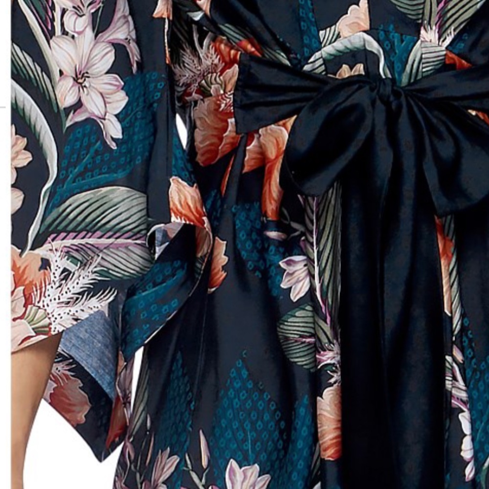 JETS size S Serendipity kaftan/cover up, tropical print on blue background BNWT - Picture 7 of 12